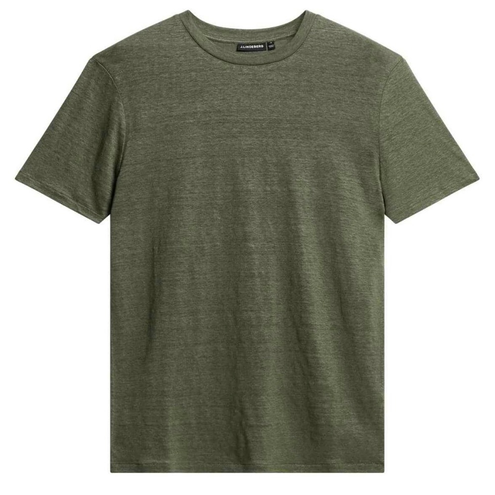 J.Lindeberg Olive Short Sleeve linen Tee size L NWT